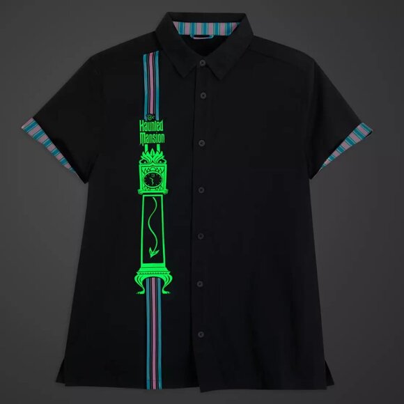 WDW Exclusive! Haunted Mansion Button Up Shirt Men's Medium Glow In The Dark NWT - Picture 2 of 4